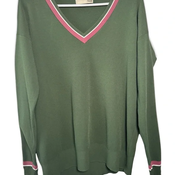 Aritzia Wilfred V Neck Varsity Sweater Green Medium - Picture 5 of 8